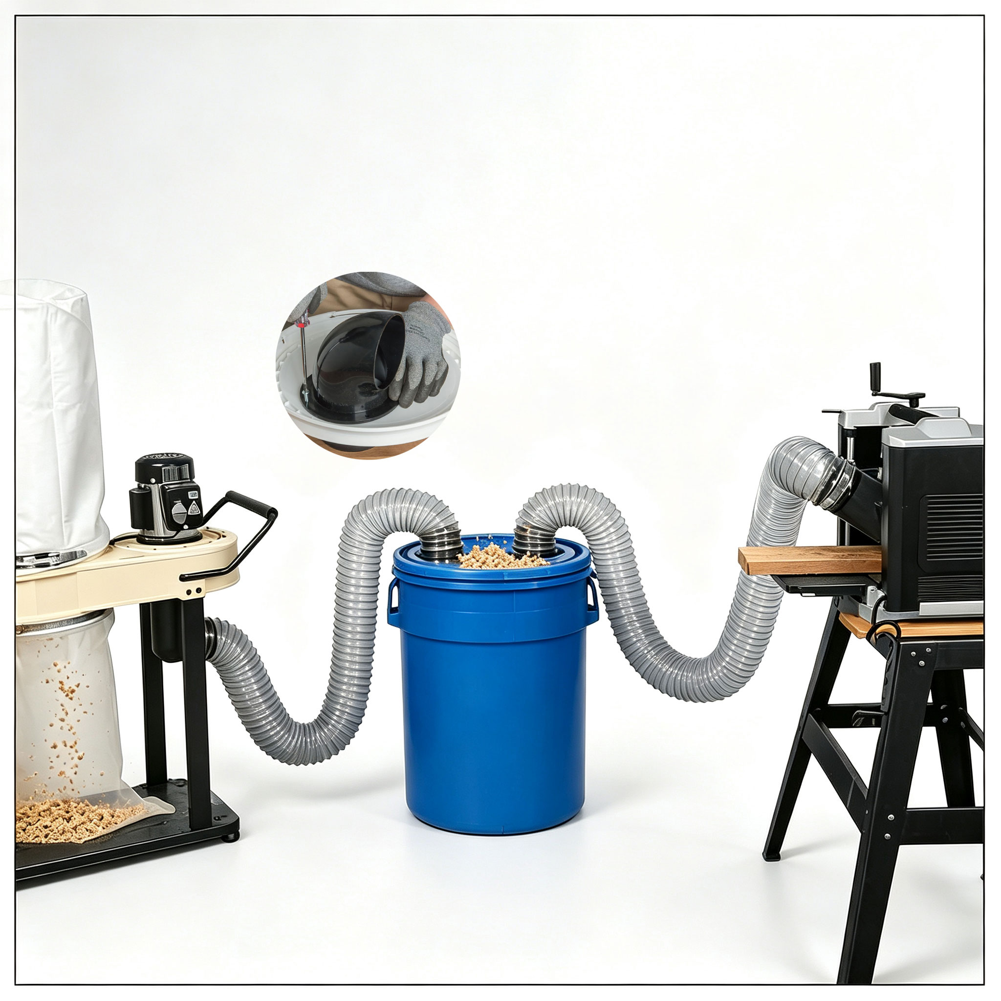 Vacuum Cleaner Woodworking - Adaptateur coudé de 100 mm pour
