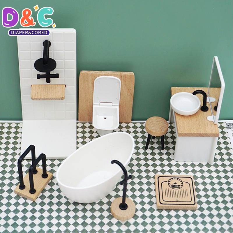 Woodworking Veneer - Ensemble de salle de bain Miniature